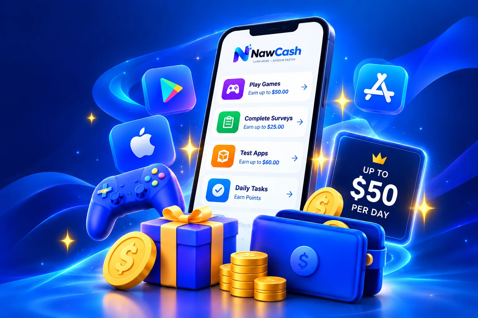 NawCash app with rewards, coins and gifts